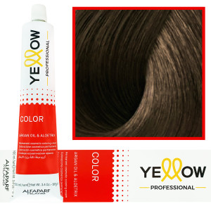 Alfaparf Yellow - trwała farba do włosów z aloesem i kiełkami pszenicy, 100ml 6,7 | Ciemny Matowy Blond