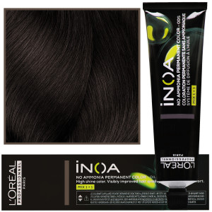 Loreal Professionnel Inoa - farba do włosów bez amoniaku z dodatkową ochroną włosa, 60ml 4.15 Brąz Popielato - Mahoniowy