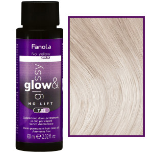 Fanola No Yellow Glow&Glossy - toner olejowy neutralizujący żółte tony, 60ml T.02