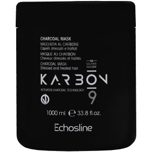 Echosline Karbon 9 Charcoal Mask - maska do włosów zniszczonych z węglem, 1000ml