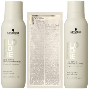 Schwarzkopf Professional BlondMe Rozjaśniacz 30 g + Szampon 300 ml + Odżywka 250 ml - zestaw do włosów blond