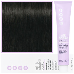 Milk Shake Creative - farba do włosów, pełna paleta kolorów, 100ml 3,0 | 3NN || Ciemny Intensywny Brąz