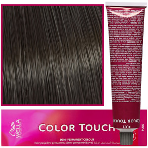 Wella Color Touch - profesjonalna farba do włosów bez amoniaku, 60 ml 44/07 Intensywny Średni Brąz Delikatnie Brązowy (Mokka)
