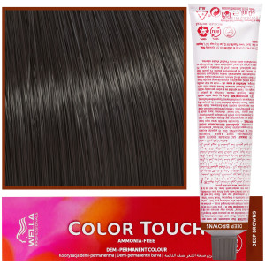 Wella Color Touch - profesjonalna farba do włosów bez amoniaku, 60 ml 4/71 Brązowo-Popielaty Średni Brąz