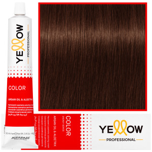 Alfaparf Yellow - trwała farba do włosów z aloesem i kiełkami pszenicy, 100ml 6,53 | Ciemny Mahoniowy Złoty Blond