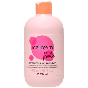 Inebrya Ice Cream Keratin Restructuring - szampon do włosów suchych i puszących się, 300ml