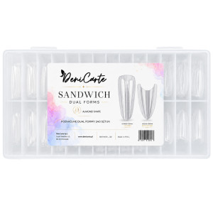 DeniCarte Tipsy Formy Sandwich – przezroczyste tipsy do przedłużania paznokci, 240 szt.