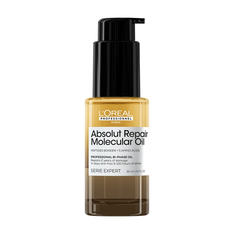 L'Orel Professionnel Absolut Repair Molecular Bi-Phase Oil for Damaged Hair 30ml, High Shine & Molecular Repair