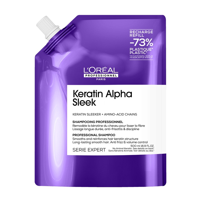 L'Oréal Professionnel Keratin Alpha Sleek Shampoo Anti-frizz & Smoothing Refill Pack 500ml