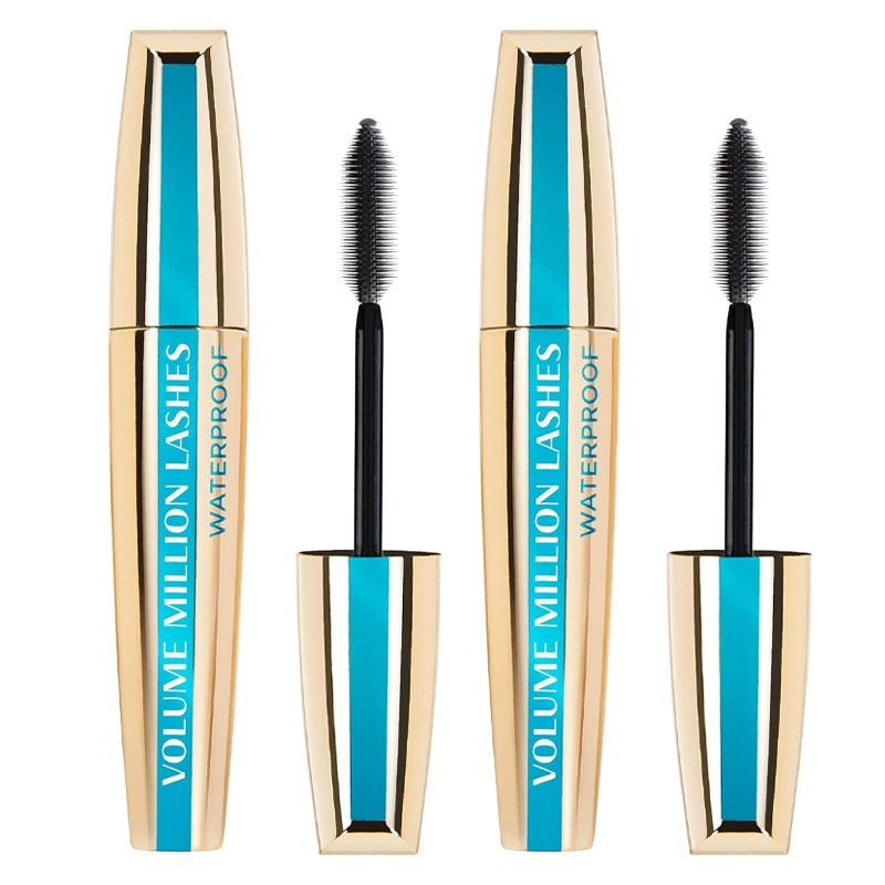 L'Oreal Paris DOUBLE Volume Million Lashes Mascara Black Waterproof, Gives Lashes Intense, Defined Volume With No Clumps