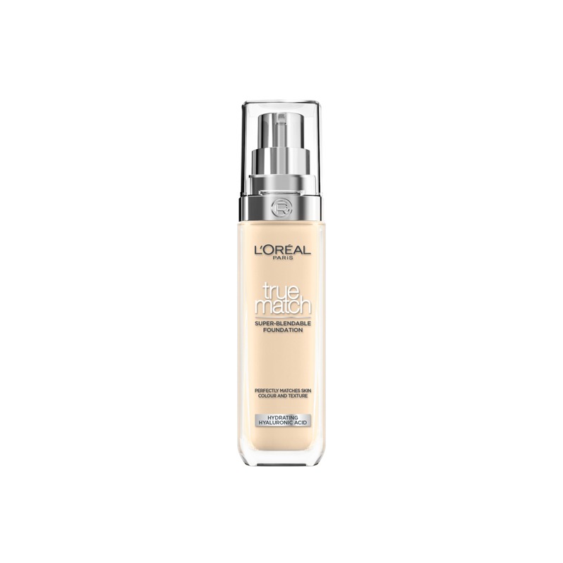 L'Oreal Paris Foundation For Face, Skincare Infused With Hyaluronic Acid, True Match Hydrating Liquid Foundation For All Skin Tones, Spf 16, 1.5N Linen, 30 Ml