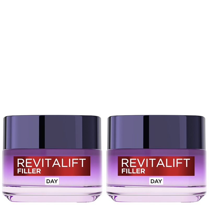 L'Oreal Paris DOUBLE Revitalift Filler Deep Replumping Anti-Ageing Day Cream, Intensely Hydrates, Replumps Skin, And Smooth Wrinkles With Macro, Micro, And Micro-Epidermic Hyaluronic Acid, 50