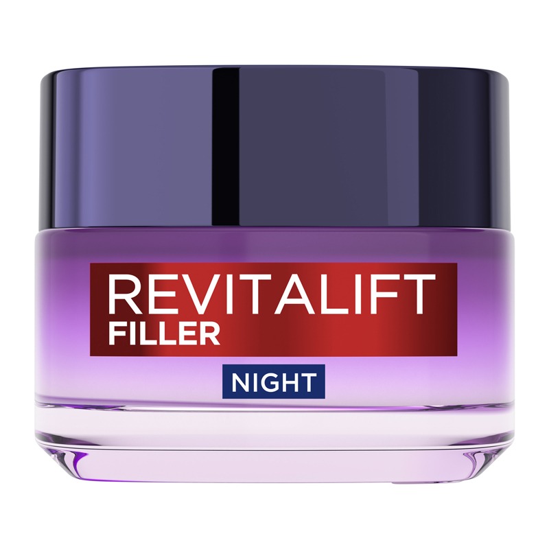 L'Oreal Paris Revitalift Filler Replumping Anti-Ageing Night Cream, Smooth Wrinkles, Moisturise, And Replumps Skin With Micro And Micro-Epidermic Hyaluronic Acid, 50Ml
