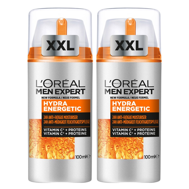 L'Oreal Paris DOUBLE L'Oreal Men Expert Anti-Fatigue Moisturiser, Hydra Energetic Men'S Moisturiser With Vitamin C*, Helps Fight Of Appearance Of Dark Circles And Intensively Hydrates Skin, [