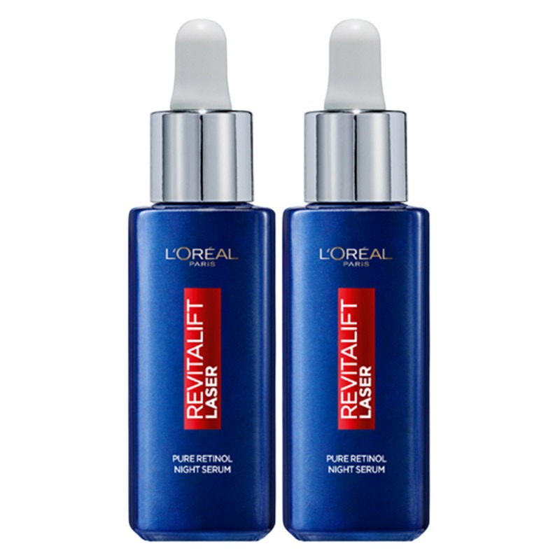 L'Oreal Paris DOUBLE Revitalift Laser Pure Retinol Serum, Anti-Wrinkle, Anti-Fine Line, Retinol Night Serum For Face, Visible Results, Validated By Dermatologists, 30Ml