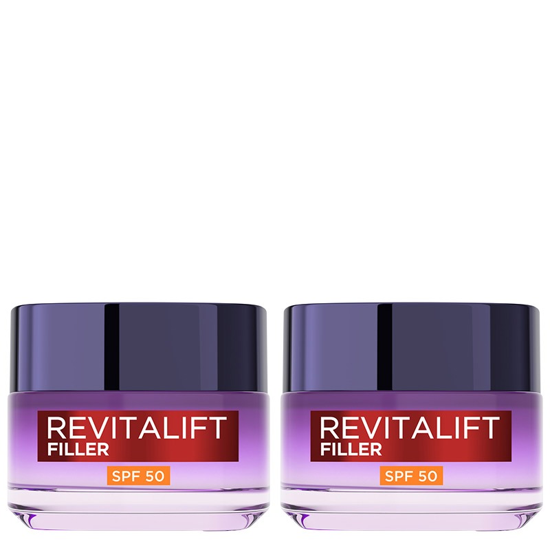 L'Oreal Paris DOUBLE  Revitalift Filler Deep Replumping Anti-Ageing Spf50 Cream, Uv Protection, Moisturising, Intensely Hydrates And Smooth Wrinkles With Macro, Micro And Micro-Epidermic Hyal