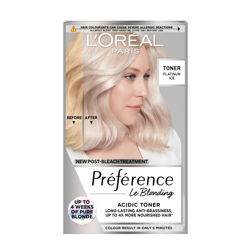 L'Oreal Paris PrÃ©fÃ©rence Le Blonding Acidic Toner, Post Bleach Treatment With No Ammonia, Long Lasting Anti-Brassiness, Platinum Ice 01