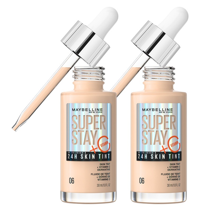 Maybelline DUO Super Stay Skin Tint Foundation, With Vitamin C*, Foundation And Skincare, Long-Lasting Up To 24H, Vegan Formula, Shade 06