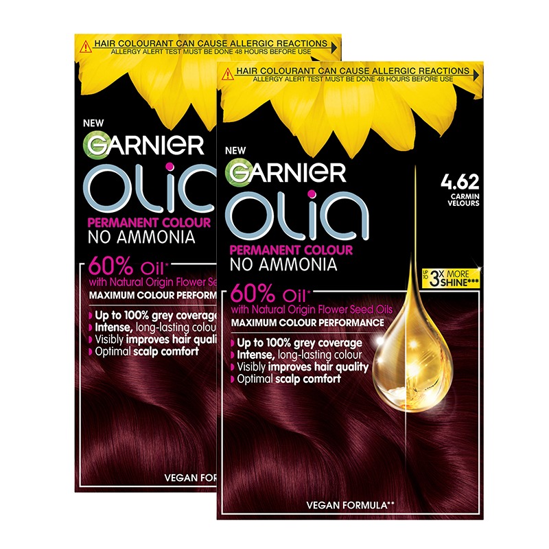 Garnier DOUBLE Olia Permanent Hair Dye, No Ammonia Full Grey Coverage Long Lasting