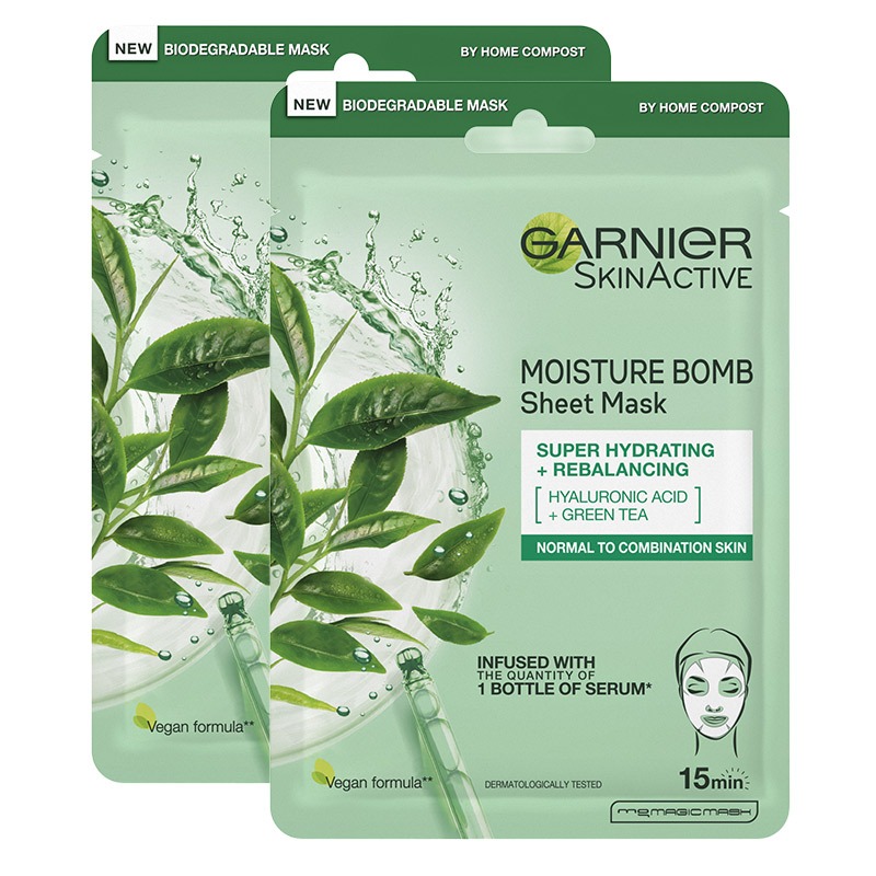 Garnier DOUBLE Moisture Bomb - Green Tea