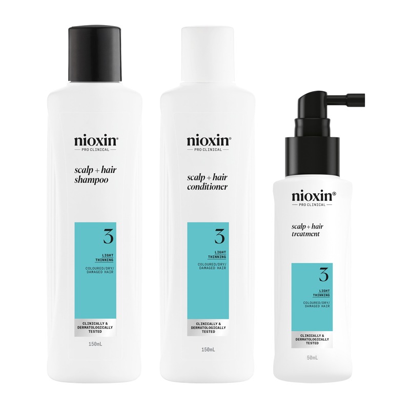 Nioxon Scalp + Hair Thickening System 3 for Coloured, Dry and Damaged Hair with Light Thinning, Trial Kit
