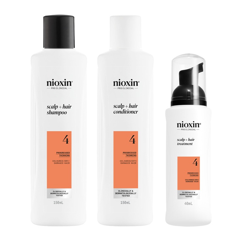 Nioxon Scalp + Hair Thickening System 4 for Coloured, Dry and Damaged Hair with Progressed Thinning, Trial Kit
