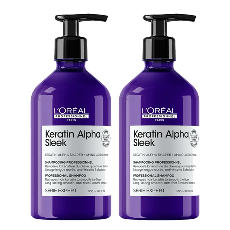 L'Oréal Professionnel DOUBLE Keratin Alpha Sleek Shampoo Anti-frizz & Smoothing, sulphate free 500ml