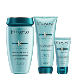 Kérastase Gorgeous & Strong Hair Beauty Box | Hair Repair Kit | Bain Force Shampoo, Conditioner, Ciment Anti-Usure & Thermo-Seal | Strengthen & Add Shine