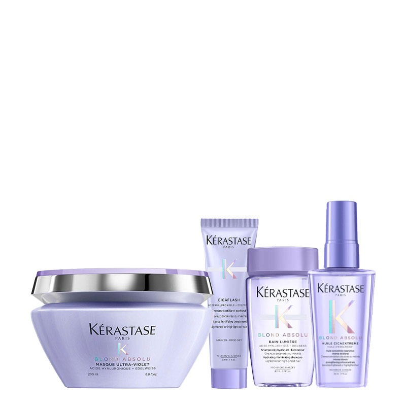 Kérastase Gorgeous & Blonde Hair Beauty Box | Hair Care Kit for Light-Coloured Hair | Masque, Shampoo, Conditioner & Oil | Nourish & Shine | Salon Kit
