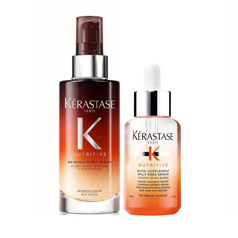 Kerastase Nutritive 8H Magic Night Serum 90ml & Nutri-Supplement Split Ends Serum | 50ml Duo | Repair For Dry Hair | Ultra Concentrated & Lightweight Treatment