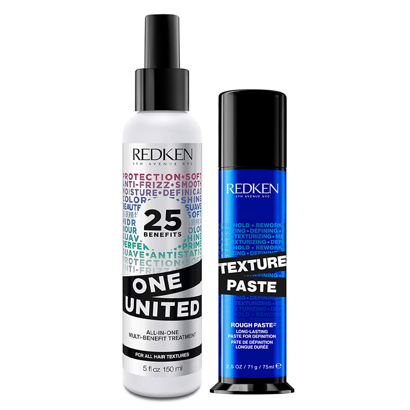 Redken DUO Leave In Conditioner One United Multi-Benefit Treatment 150ml & Texture Paste 75ml