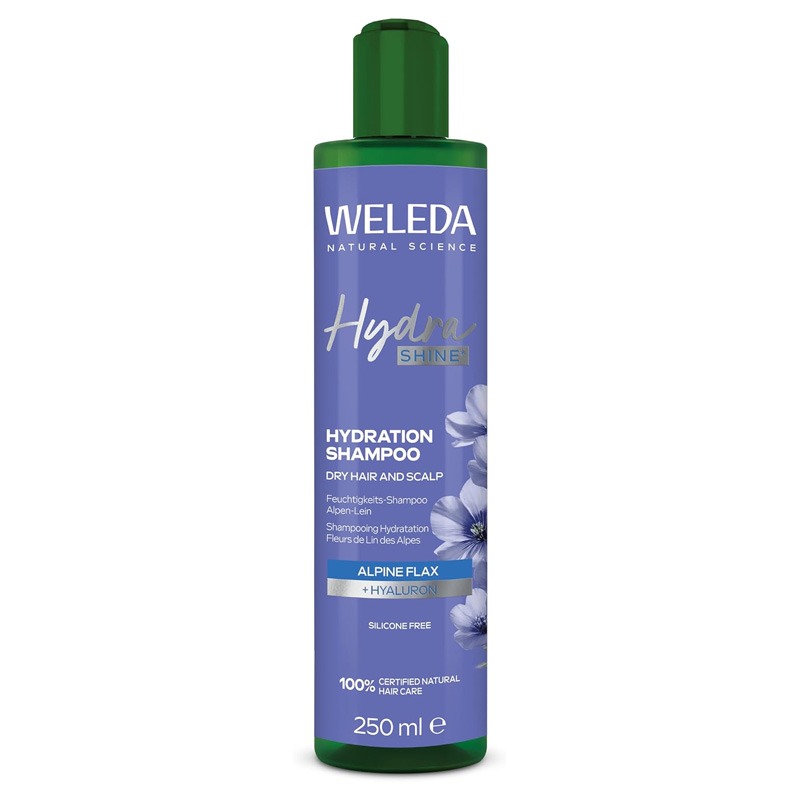 Weleda Hydra Shine Shampoo with Hyaluron and Alpine Flax, For Hydration & Hair Shine, Dry Hair & Scalp, Silicone Free, Vegan, 100% Certified Natural, 250ml 250ml