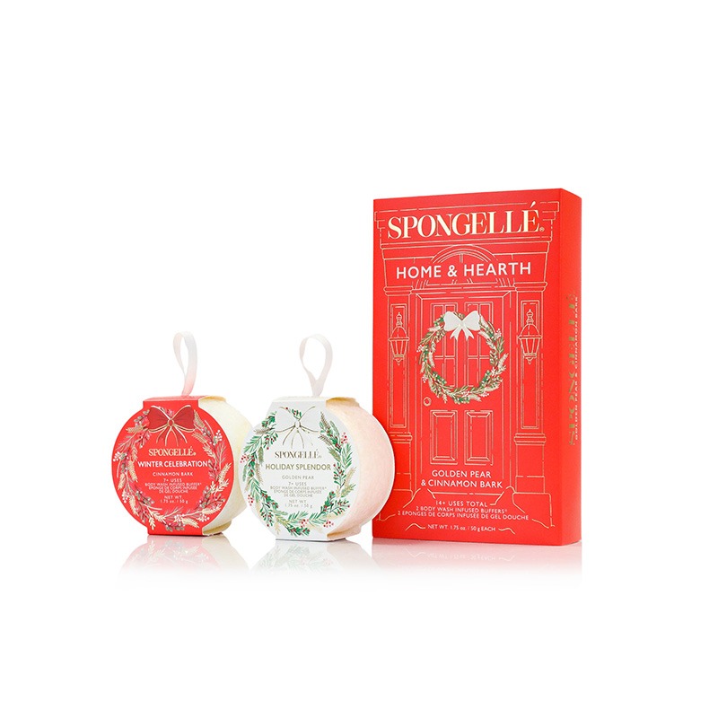 Spongellé Home & Hearth Body Infused Buffers Gift Set, Golden Pear & Cinnamon Bark