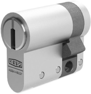 KESO 8000 Omega² Kurz-Halbzylinder Basic Silber (F02) Einzelschließend 27/10