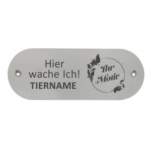 Tierschild aus Edelstahl runde Ecke (160 x 60 mm)