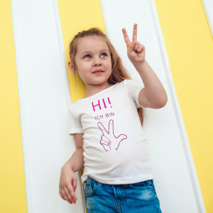 Kinder T-Shirt zum 3. Geburtstag "Hi! Ich bin 3"