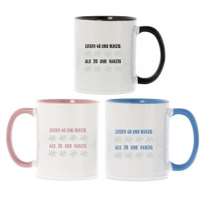 Keramiktasse zum 40. Geburtstag "Lieber 40 und würzig"
