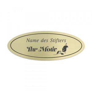 Bankschild aus Messing oval (115 x 45 mm)