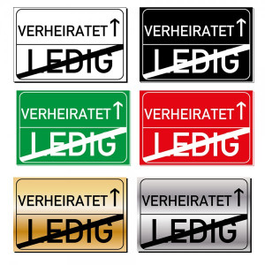 Lasergraviertes Kunststoffschild Abschied "verheiratet" (300x200 mm)