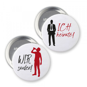 Buttons SET Junggesellenabschied "ICH heirate" (ø 37 mm rund - 7