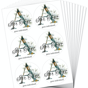 Aufkleber rund "Aquarell" mit Buchstabe oder Motiv &