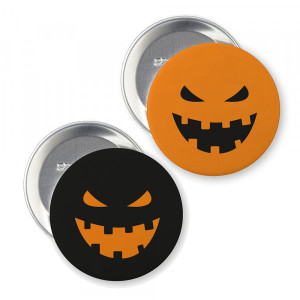 Buttons für Halloween "Kürbis" (ø 37 mm rund - 10 Stück)