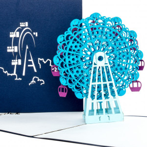Colognecards Pop-Up Karte Riesenrad blau