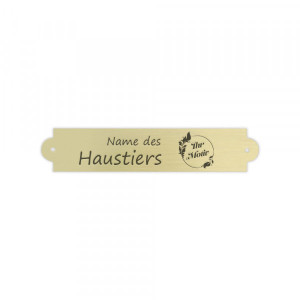Tierschild aus Messing gold gebürstet (90 x 18 mm)