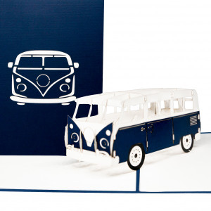 Colognecards Pop-Up Karte Minibus blau