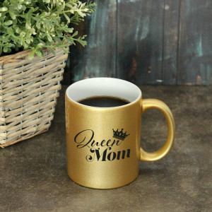 Keramiktasse gold "Queen Mum"