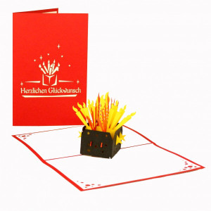 Colognecards Pop-Up Karte Kerzen Herzl. Glücksw.