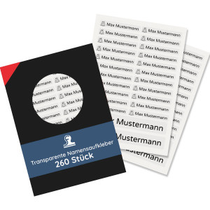 Transparente Namensaufkleber für Kinder (Set mit 260 Aufklebern in