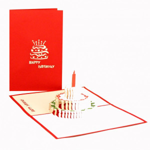 Colognecards Pop-Up Karte Torte Happy B. Day - rot