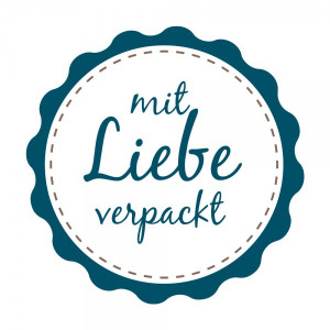 Aufkleber Mit Liebe verpackt "blau" (60 Stück - ø 46mm)